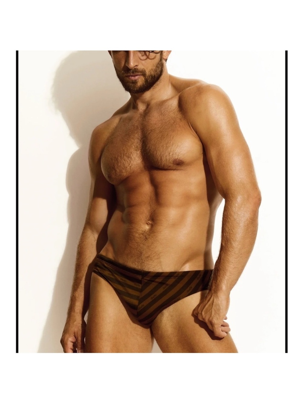Charlie by MZ Lifeguard Swim Brief Men’s Size Medium New Espresso Icon Stripe